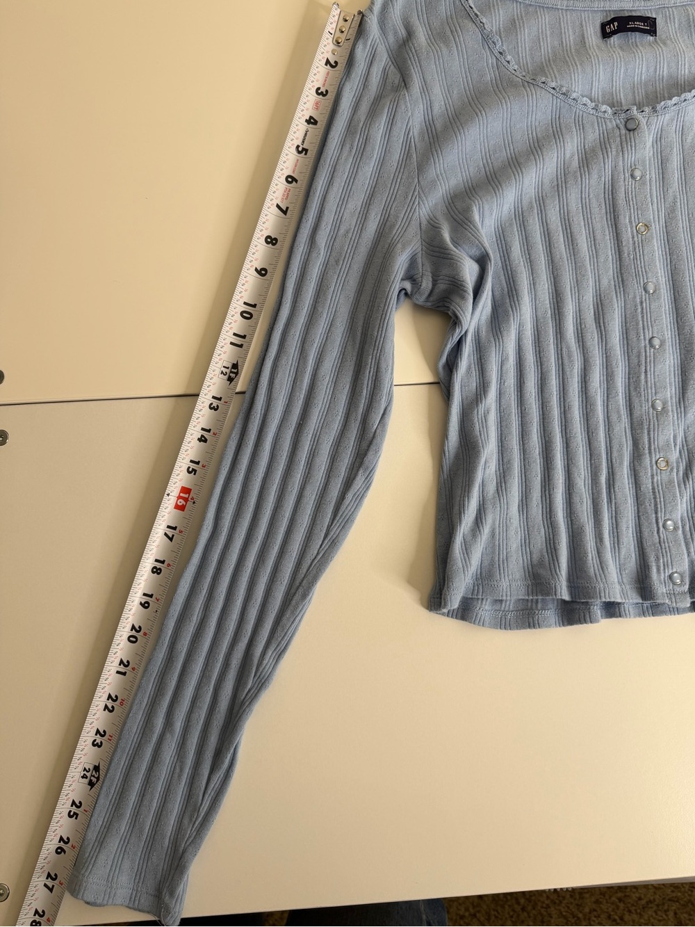 Light Blue Ribbed Button Cardigan‎ - Picture 9 of 13